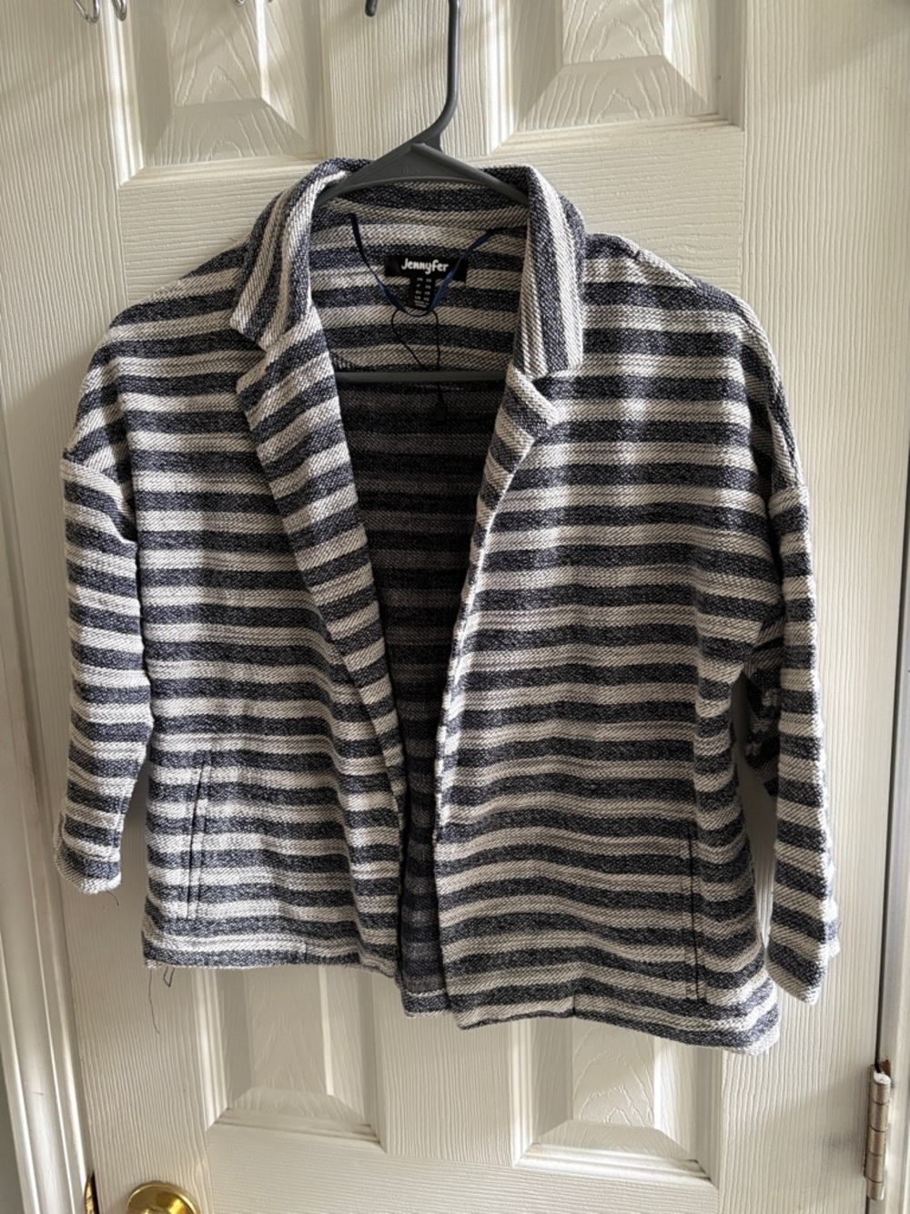 Jennifer Striped Open-Front Jacket - Black & White